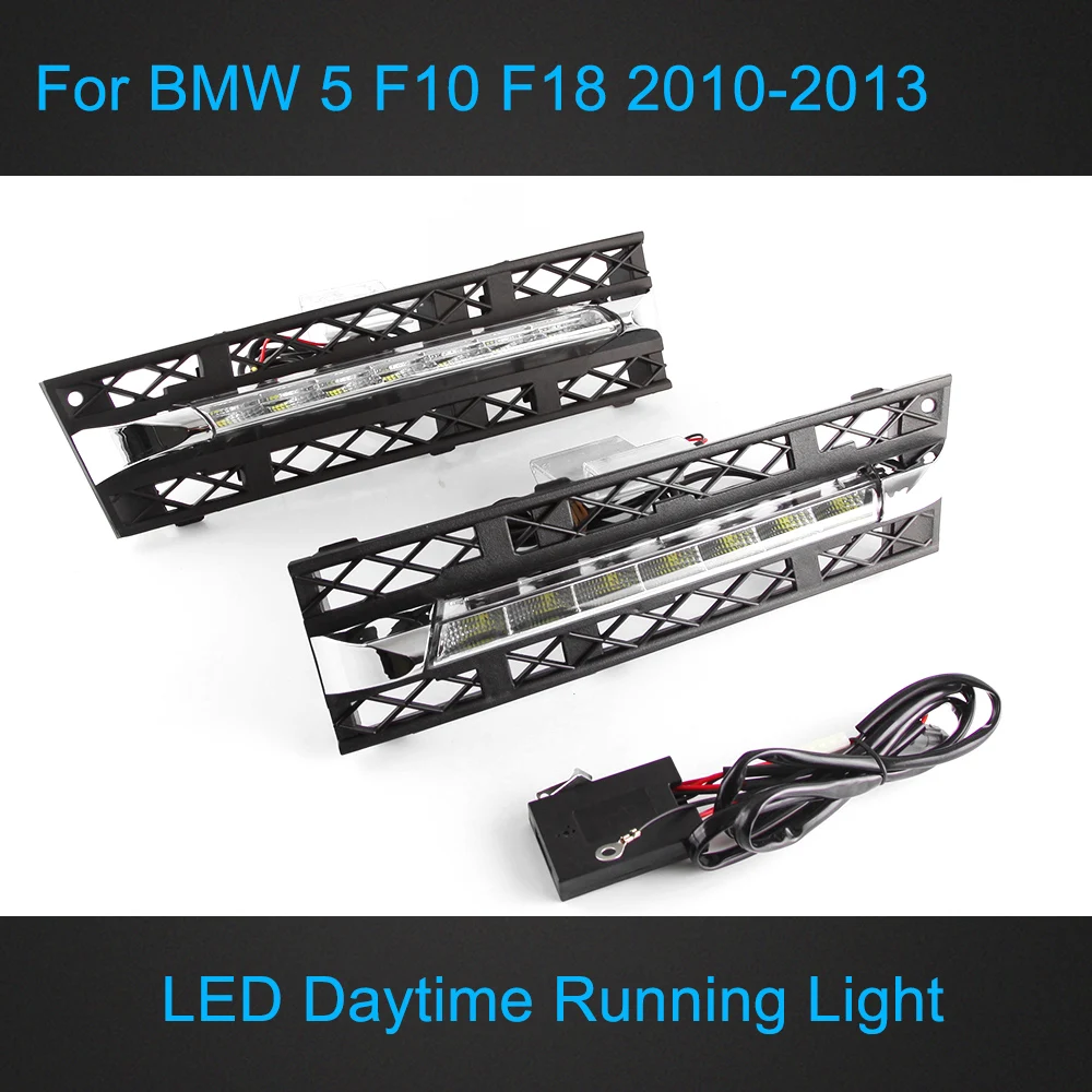 1 Pair LED Daytime Running Light for BMW 5 Series F10 F18 2010-2013 Plug and Play with White Color Day Light