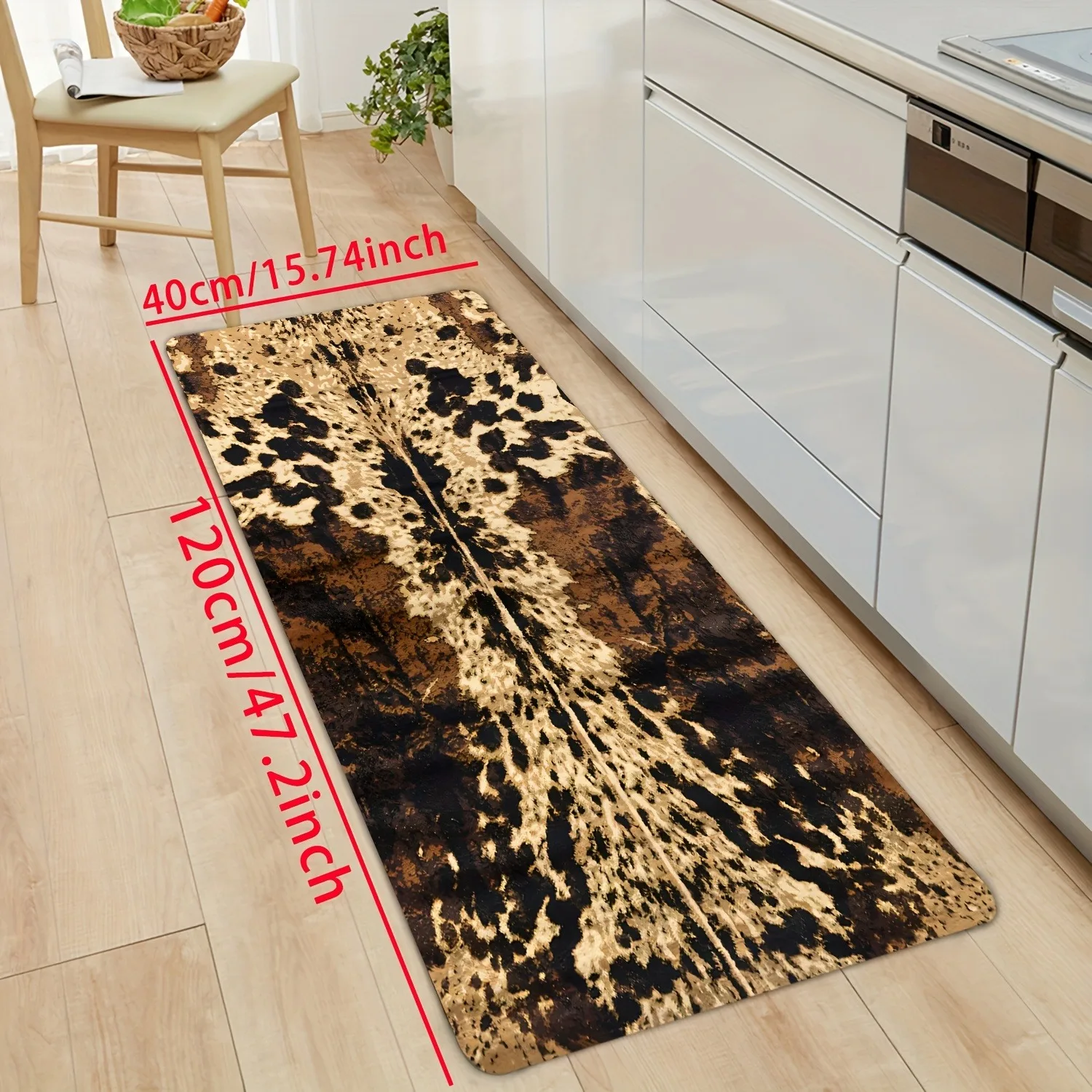 

1PC Cowhide Pattern Kitchen Rug Non-Slip Door Mats Pop design Bathroom Rug Bath Mat Carpet for Home Sink Laundry Decor