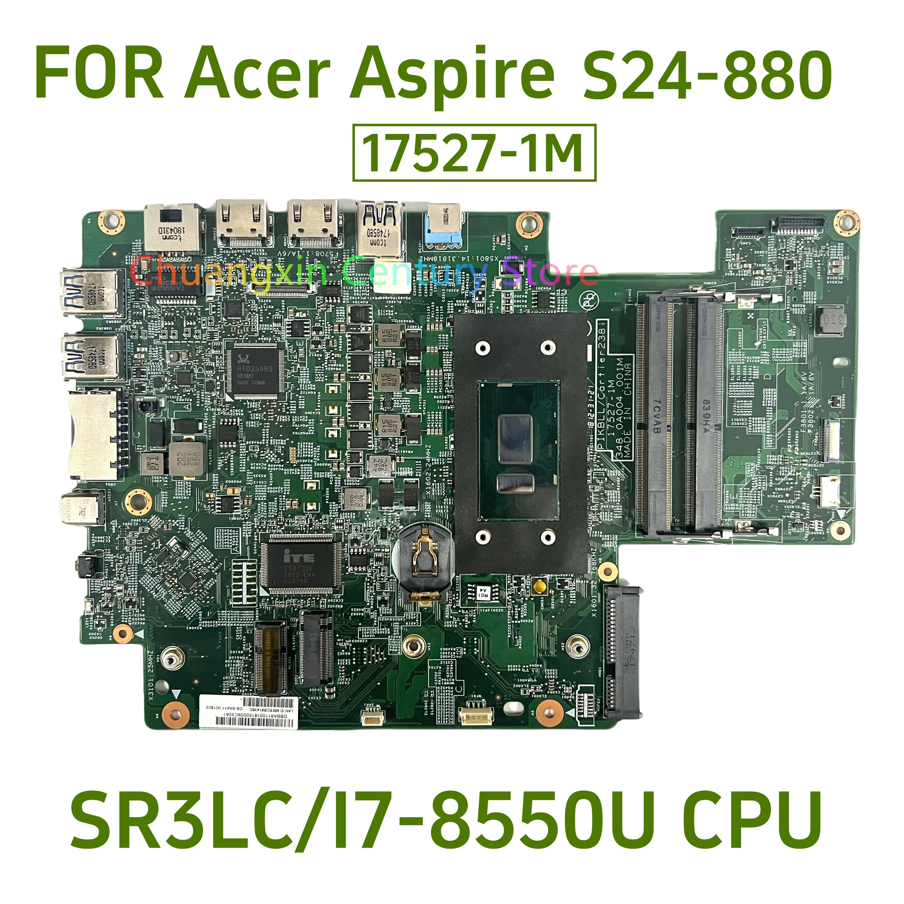 

Материнская плата 17527-1M, подходящая для ноутбука ACER Aspire S24-880, оснащенная процессором i7-8550U, отправлена после 100% тестирования