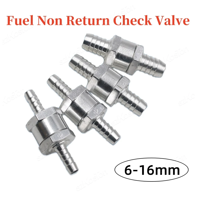 One Way 6/8/10/12/14/16mm 6 Size Valves Aluminium Alloy Fuel Non Return Check Valve One Way Fit Carburettor Fuel Systems