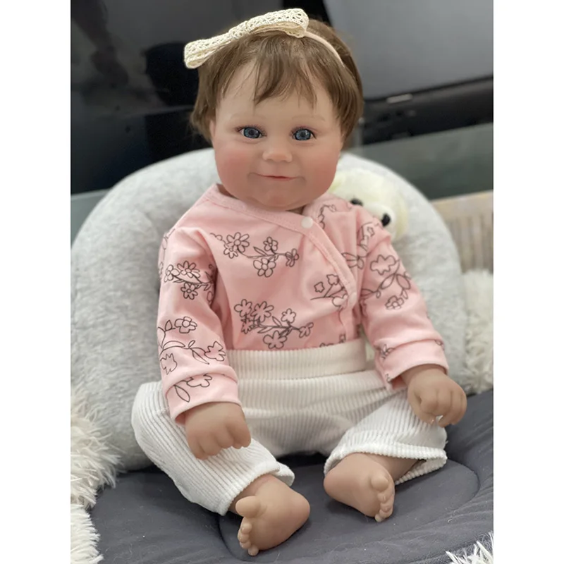 48CM Full Body Vinyl Waterdichte Reborn Baby Maddie met Geworteld Haar Pasgeboren Baby Meisjes 3D Schilderij Huid Zichtbare Aderen Mu soias