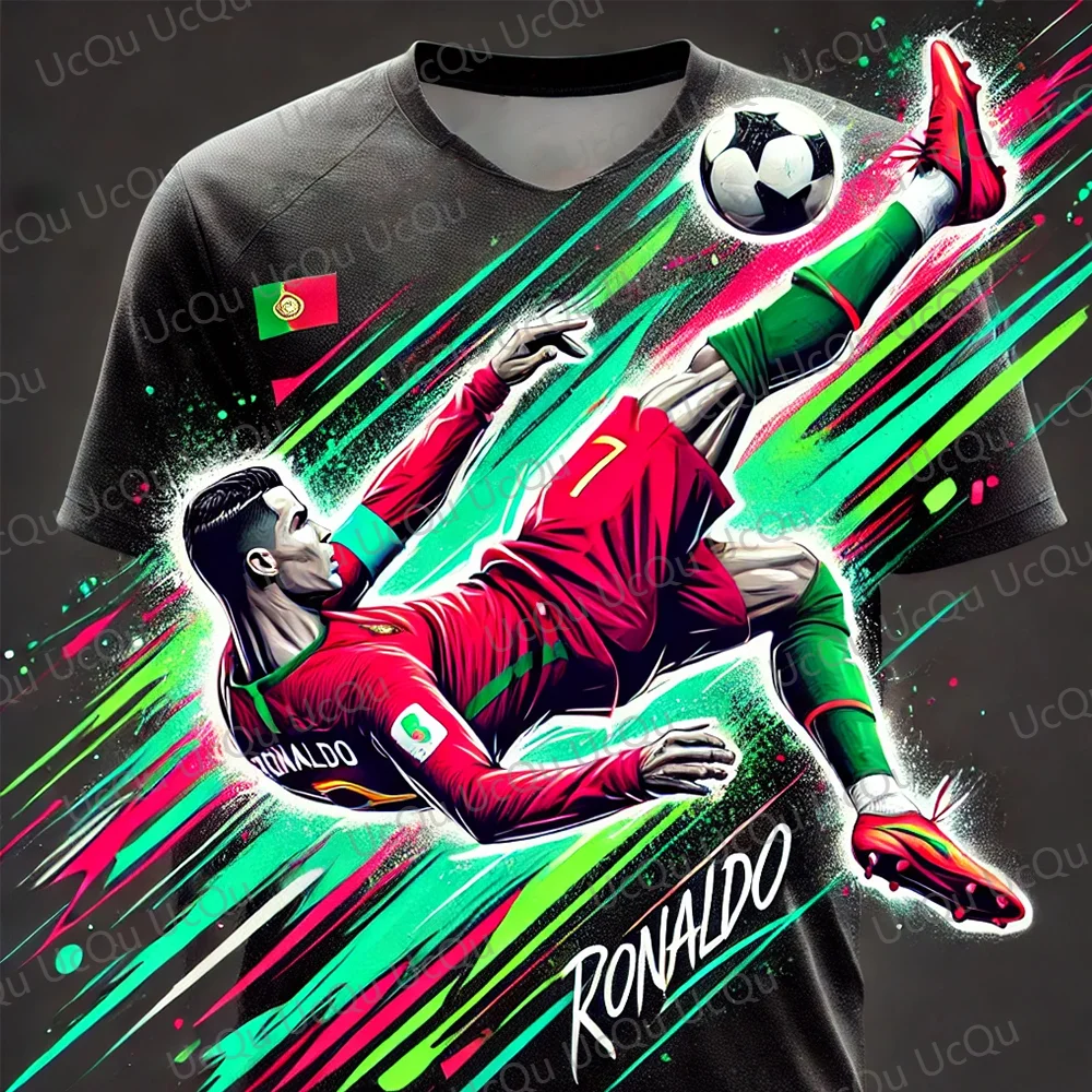 New Summer RONALDO 7 Tee Jersey Bicycle Kick CHATGPT Graffiti Art Intelligent Design Edition Special Oversized Soccer Jersey