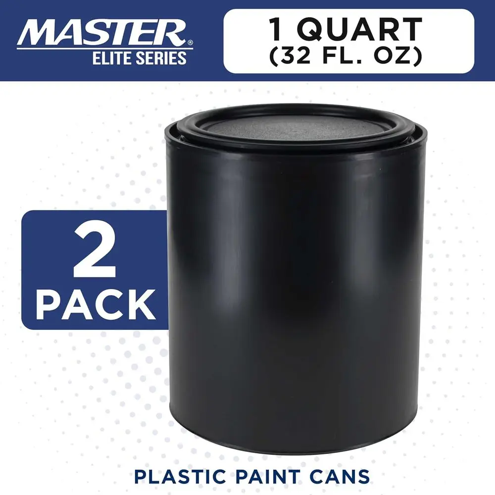 1 Quart Empty Plastic Paint Bucket, Pack of 2, Triple Lock Lid, 32 oz, Plastic Coating Storage Container
