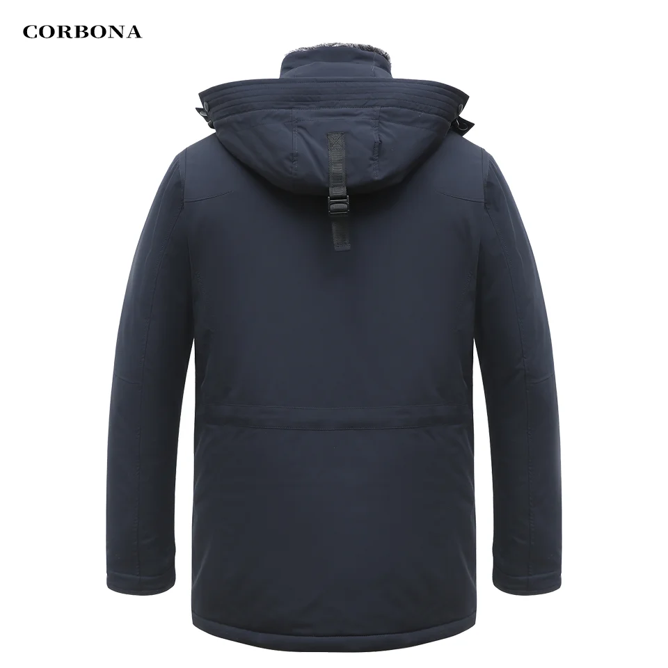 CORBONA-abrigo de algodón con capucha desmontable para hombre, Parka cálida, a prueba de viento, de gama alta, informal, de uso diario, bonito regalo, color azul marino, invierno y otoño, 2024