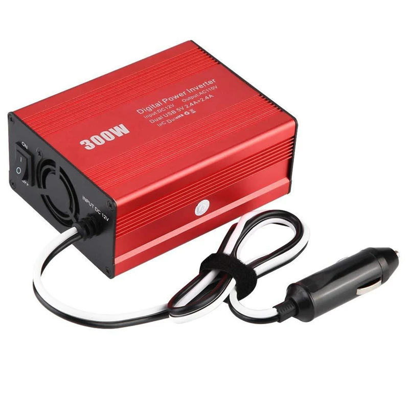 300W Power Inverter Modified Sine Wave DC12V To AC240V 2 USB Car Transformer Convert EU Plug