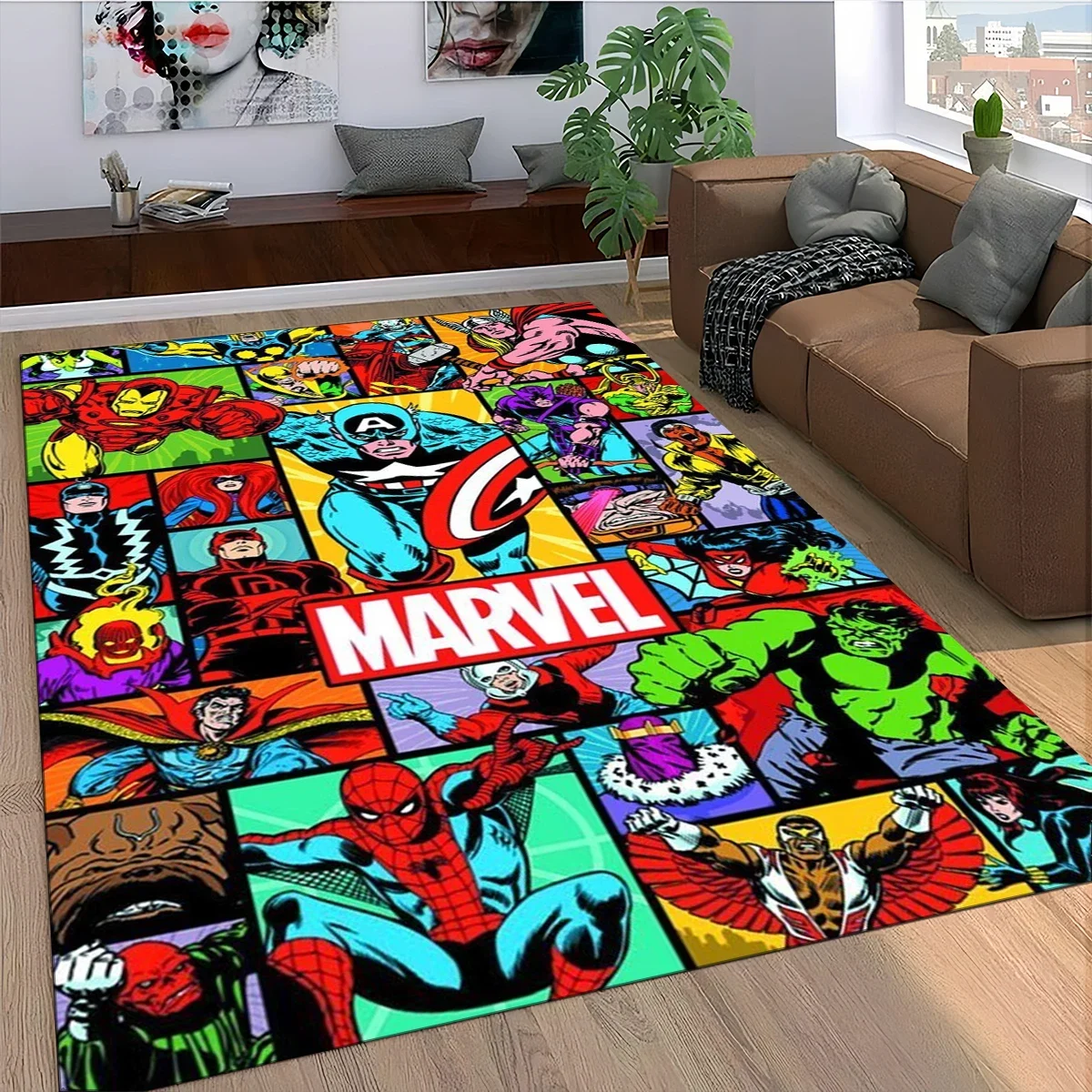 2025 nueva serie de superhéroes de Marvel Spider Man alfombra de dibujos animados para dormitorio sala de estar decoración del sofá del hogar, alfombra de suelo decorativa para niños