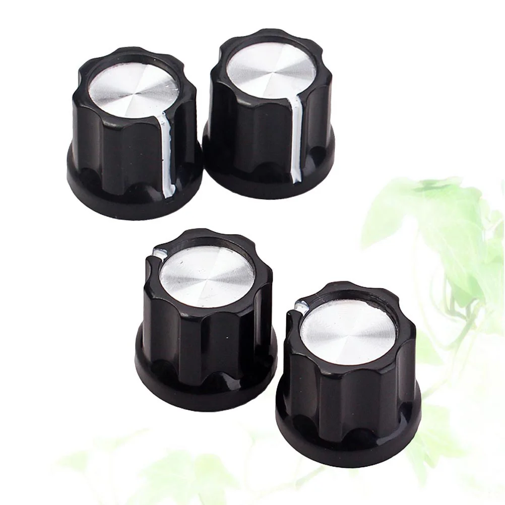 4 Pcs Durable Knob D-type Shaft Pot Guitar Amp Aluminum Foil Professional Silver Knobs Bass