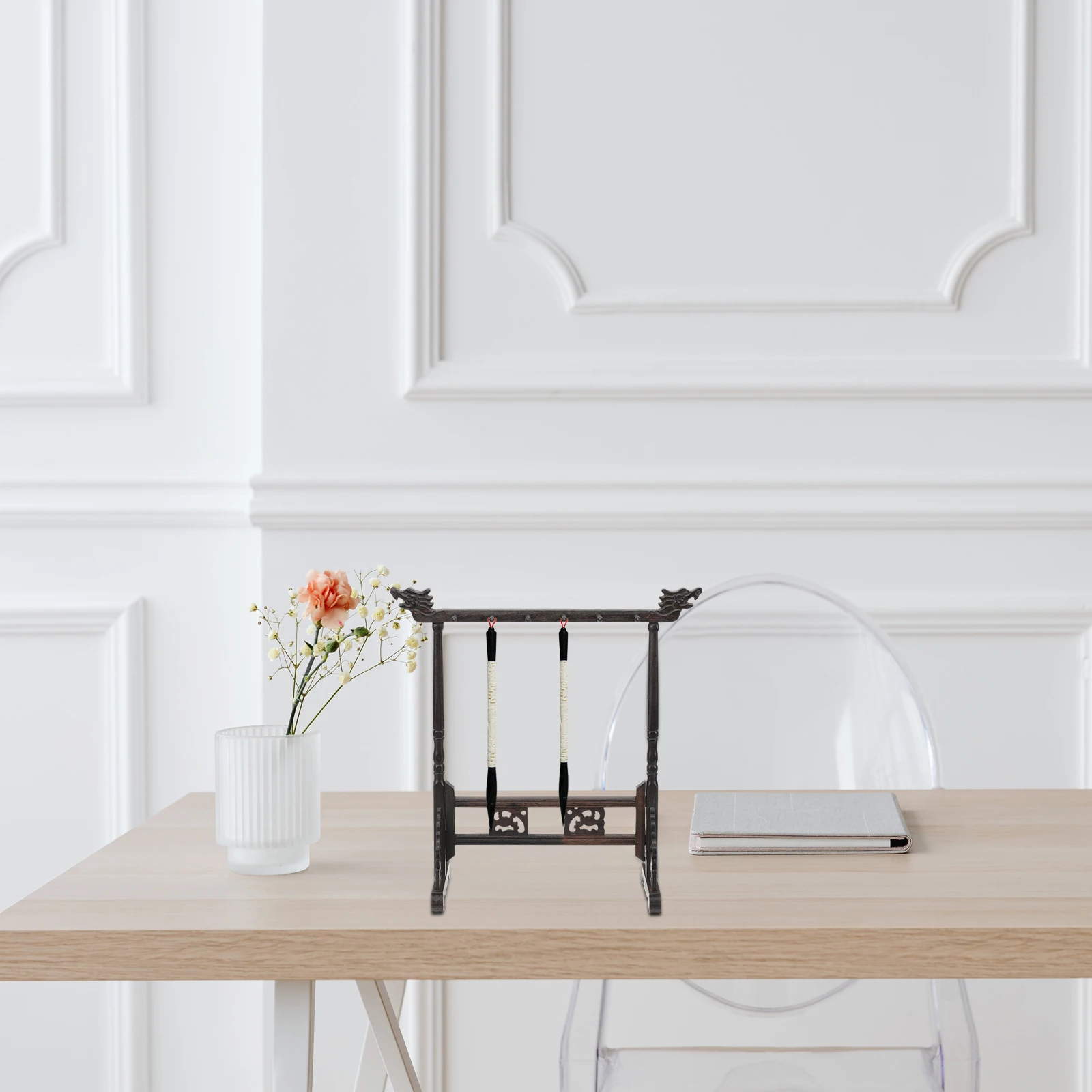 

Wooden Brush Holder Chinese Calligraphy Pen Rack Durable Lightweight Stand Smooth Natural Grain for Ink Painting Writing Home