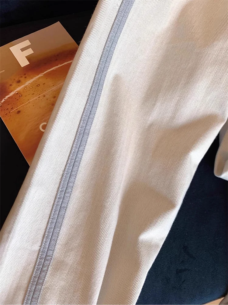 Modische Jeans mit weitem Bein für Damen, All-Match, hohe Taille, Hose mit geradem Bein, seitlich gestreiftes Design, lässige Denim-Hose