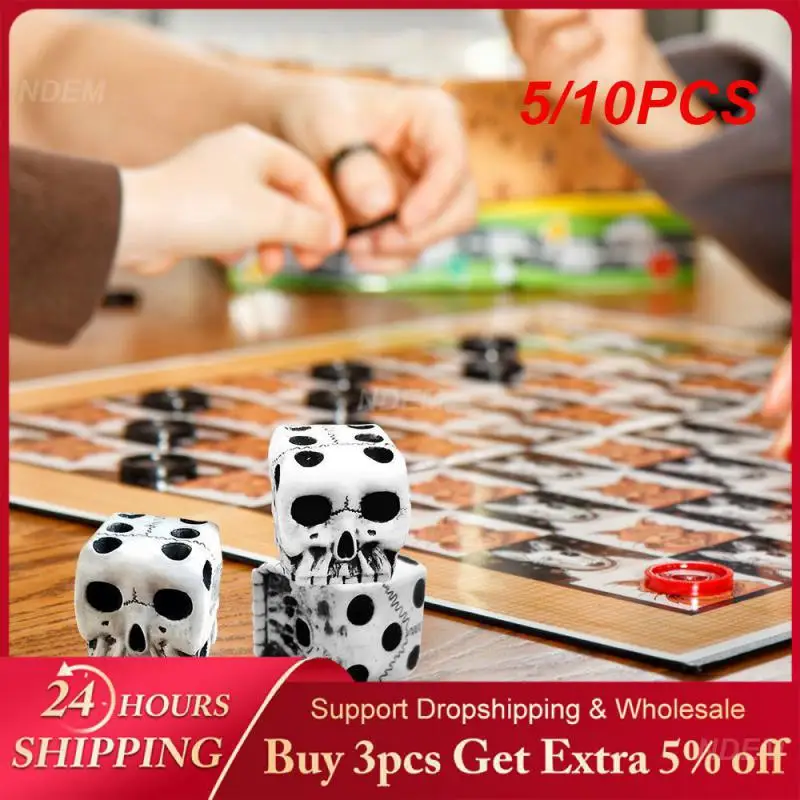 5/10PCS White Skull Dice Funny New Game Dice Board Game Handmade Game Leisure Toys Festival Party Funny Dice Cross-border