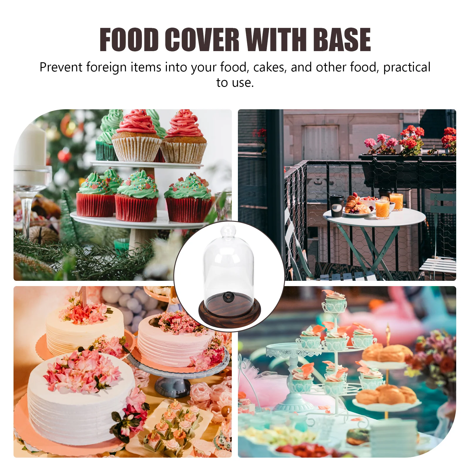 

Glass Hood Cake Cover Smoke Lid Dessert Western Cuisine Protective Storage Heat Resistant Transparent
