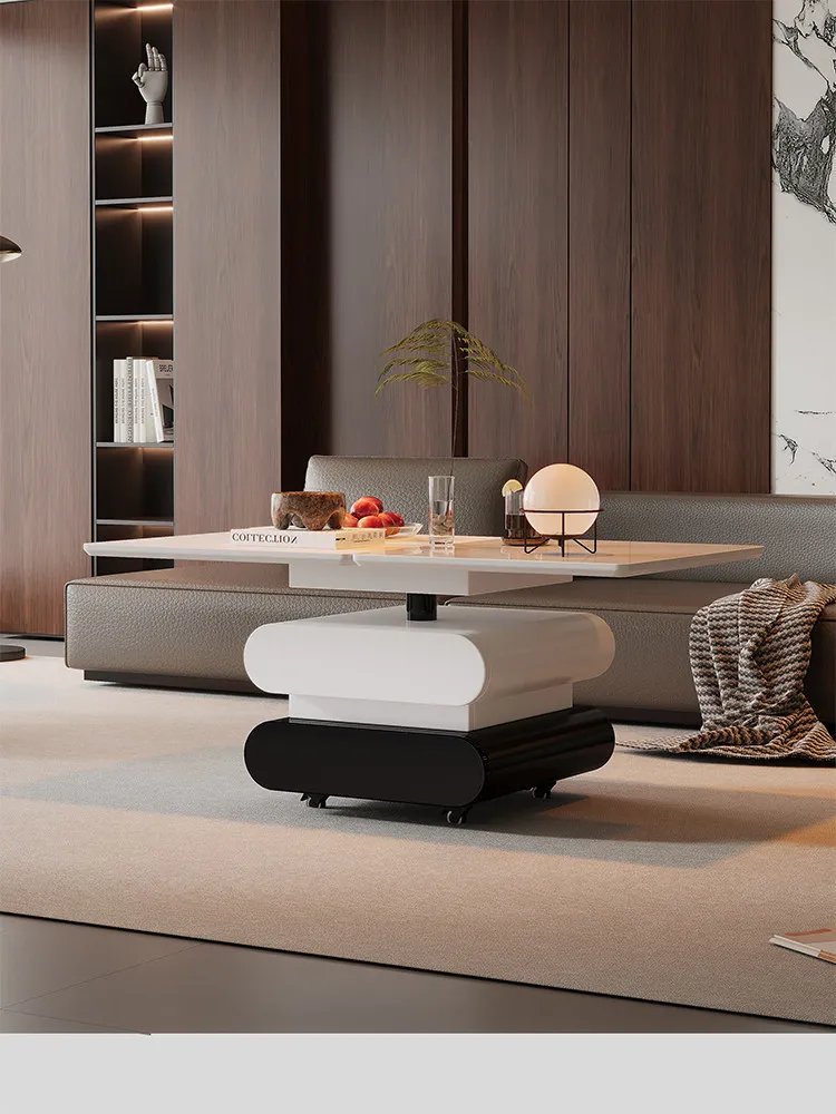 Liftable Foldable Coffee Table Piano Paint Silent Lockable Casters E0 Wood Board Original Living Room Multi Use Mobile Tea Table