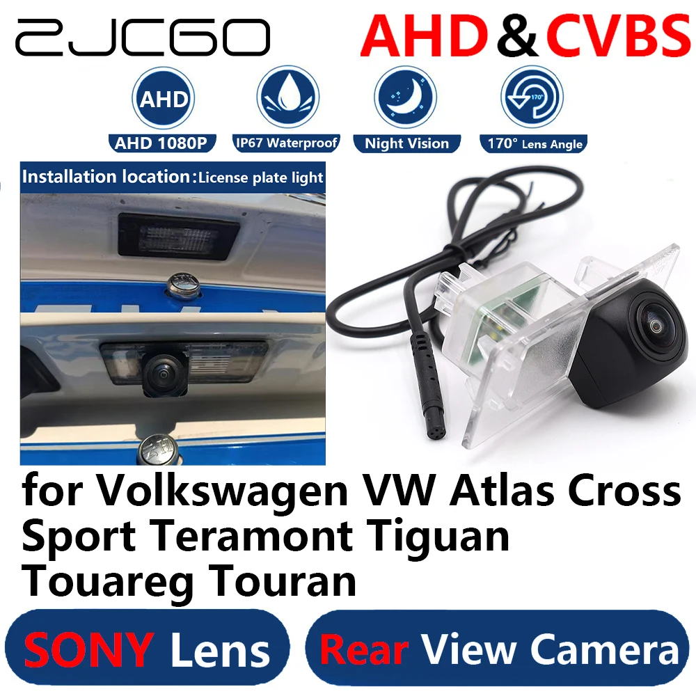 

ZJCGO AHD 1080P Parking Backup Reverse Rear view Camera for Volkswagen VW Atlas Cross Sport Teramont Tiguan Touareg Touran