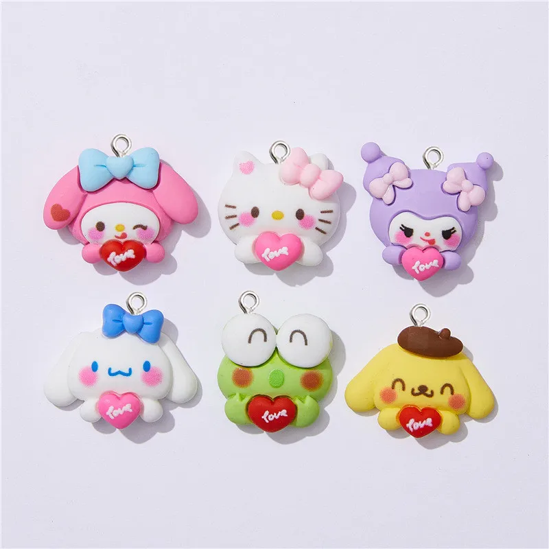 10Pcs Cartoon Dog Cat Animal Charm Pendants Earring Necklace Jewelry Accessories Car Keychain Friend Gift DIY Handmade Ornaments