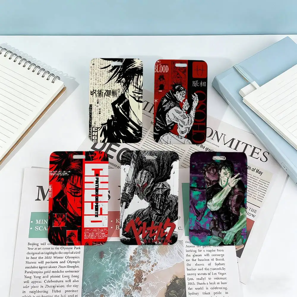 J-jujutsu Anime K-kaisen Porta tarjetas de plástico impermeables para permisos de trabajo en el transporte público y protección de tarjetas bancarias