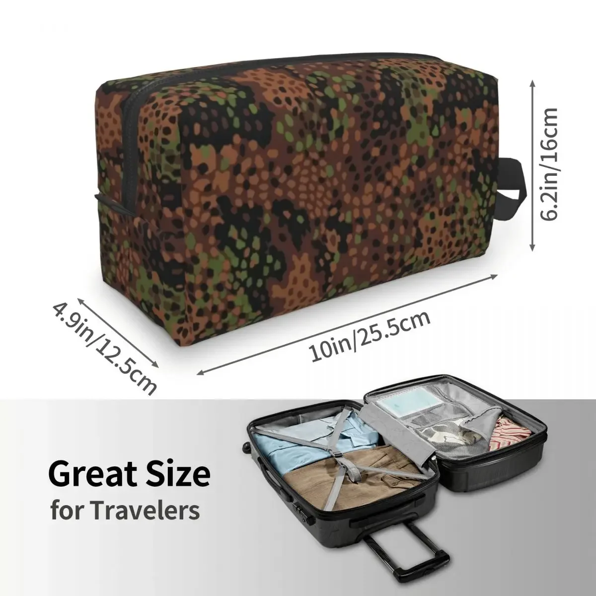 Travel Erbsenmuster Pea Dot German Camo Toiletry Bag Military Army Camouflage Cosmetic Makeup Organizer Storage Dopp Kit Box