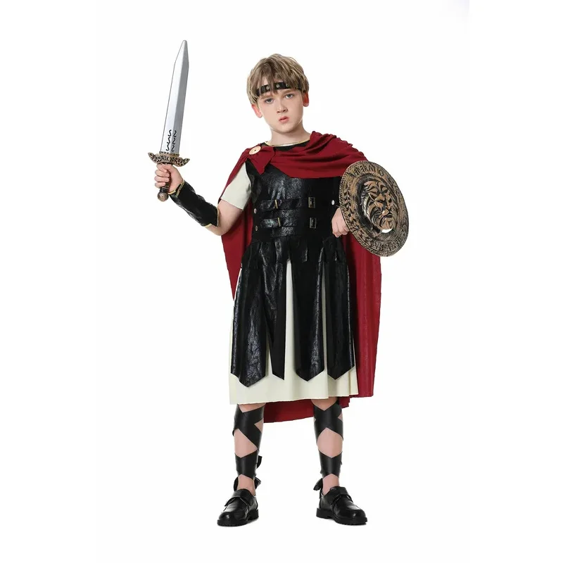 Disfraces de guerrero de caballero romano antiguo para adultos, Disfraces de Halloween para hombres, niñas, niños, mito griego antiguo, Gladiador, Cosplay, vestido de fiesta de lujo