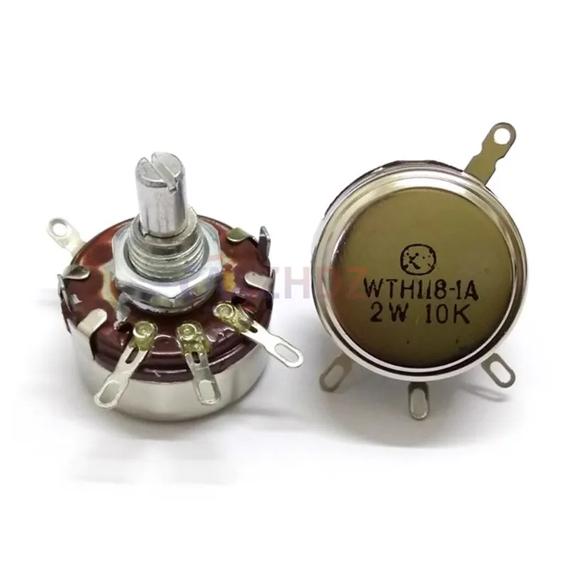 1Pcs 2W WH118 Single coil Carbon film Potentiometer 1K 2K2 3K3 4K7 5K6 10K 22K 33K 47K 100K 150K 470K WTH118-1A Knob resistance