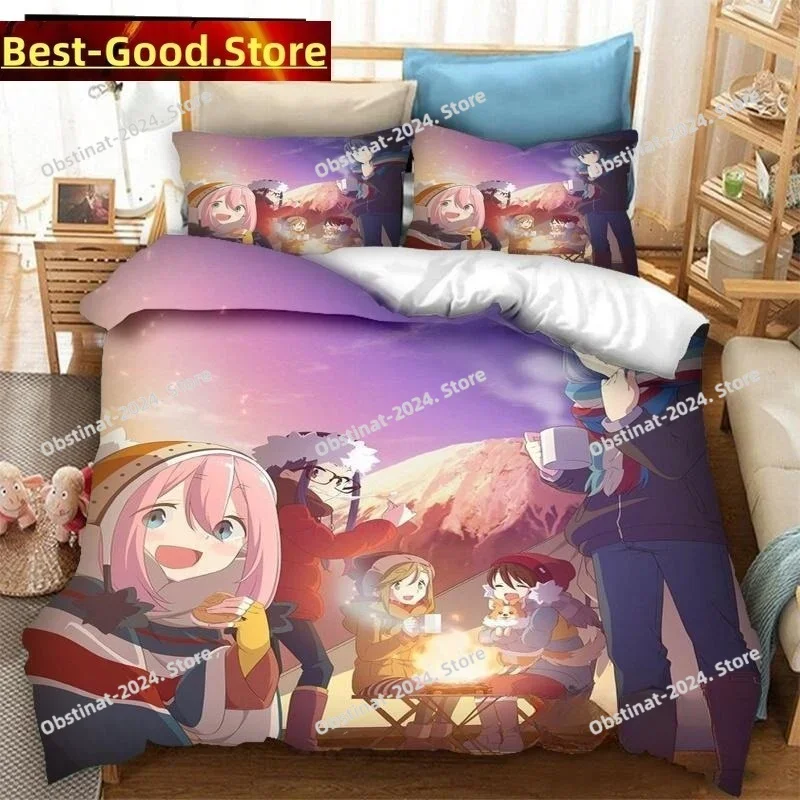 

New 3D Anime Yuru Camp Bedding Set Duvet Cover Full Queen King Size Pillowcase Printed Bed Set Aldult Kid Bedroom Single Twin