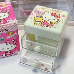 Hello Kitty cartoon cute drawer mini storage box Kawaii Yugui dog Melotti double plastic jewelry finishing box Christmas gift