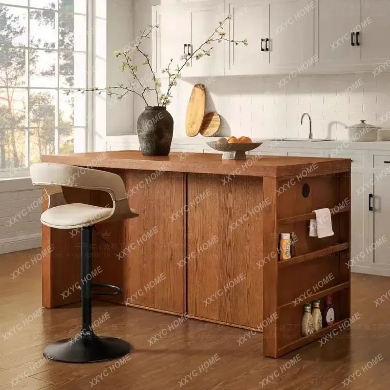 XX rural retro solid wood dining side cabinet, living room locker, premium storage cabinet