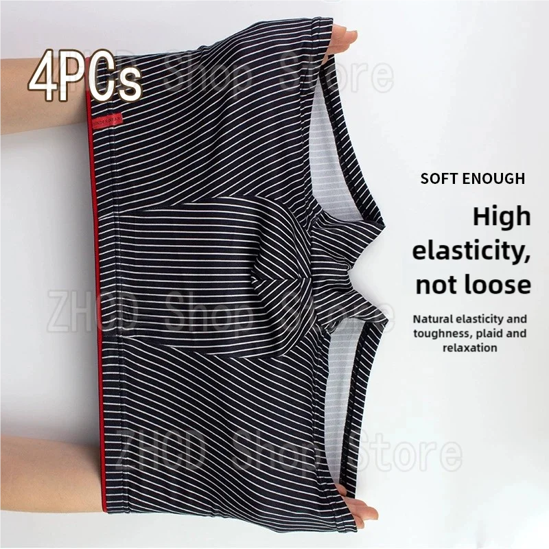 4 pezzi Intimo da uomo Set comfort traspirante Boxer da uomo Boxer a righe Sottili e ad asciugatura rapida