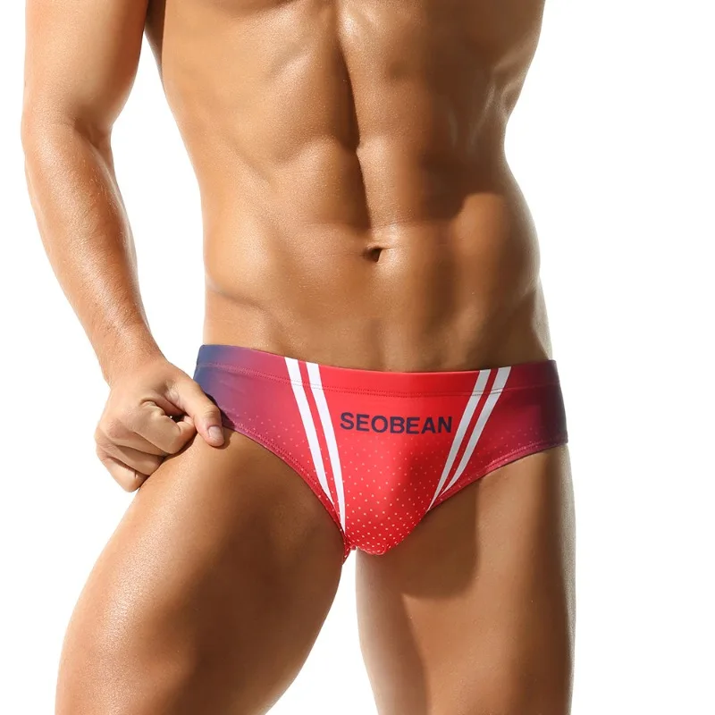 

Summer Swimsuit Men Elastic Breathable Swim Briefs Fashion Sexy Gay Swimming Trunks Quick Dry Beach Shorts Bathing Suit