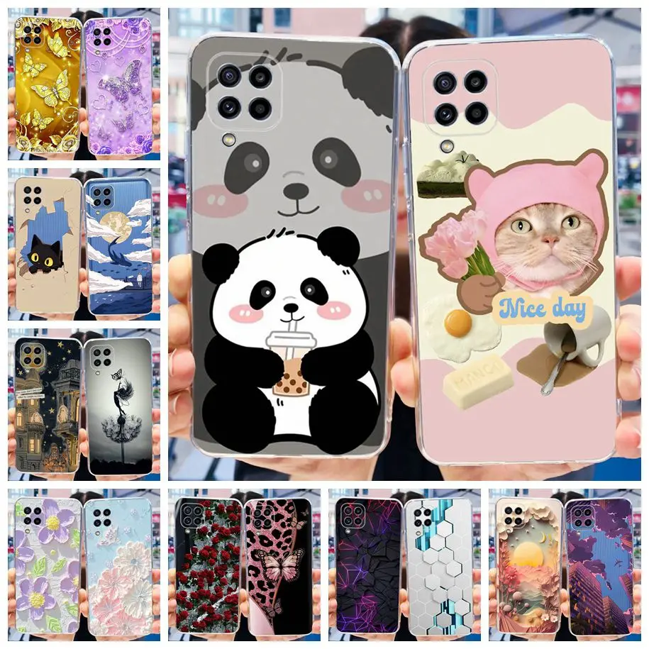 For Samsung M32 4G Case SM-M325F Cover Lovely Panda Cartoon Soft Silicone Clear Phone Cases For Samsung Galaxy M32 4G M 32 Funda