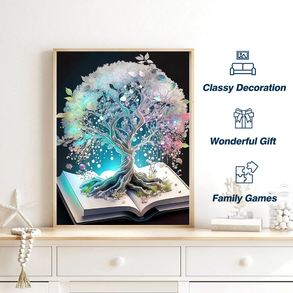 Book tree Wooden Puzzle Toys, Unique Shaped Animals Wooden Jigsaw Puzzle, Family Game, Christmas Birthday Gift Home Decor