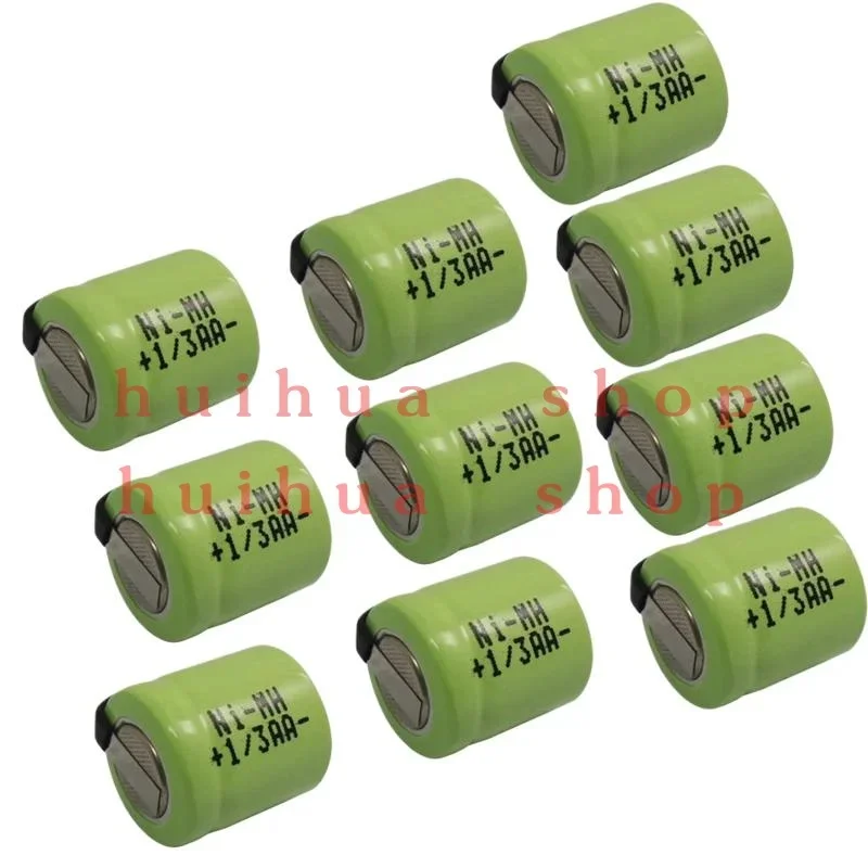 10PCS 1.2V 500mAh 1/3AA NI-MH Rechargeable Battery 1/3 AA Nimh with Welding Tabs for Solar Light Electric Toys Lawn Lamp