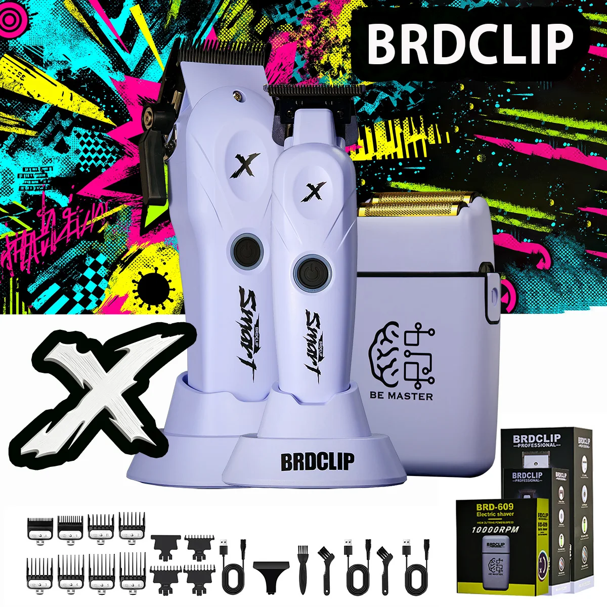 

BRDCLIP Professional 8800rpm Barber Clipper Set Hair Trimmer Foil Shaver Fade Haircut Machine for Man