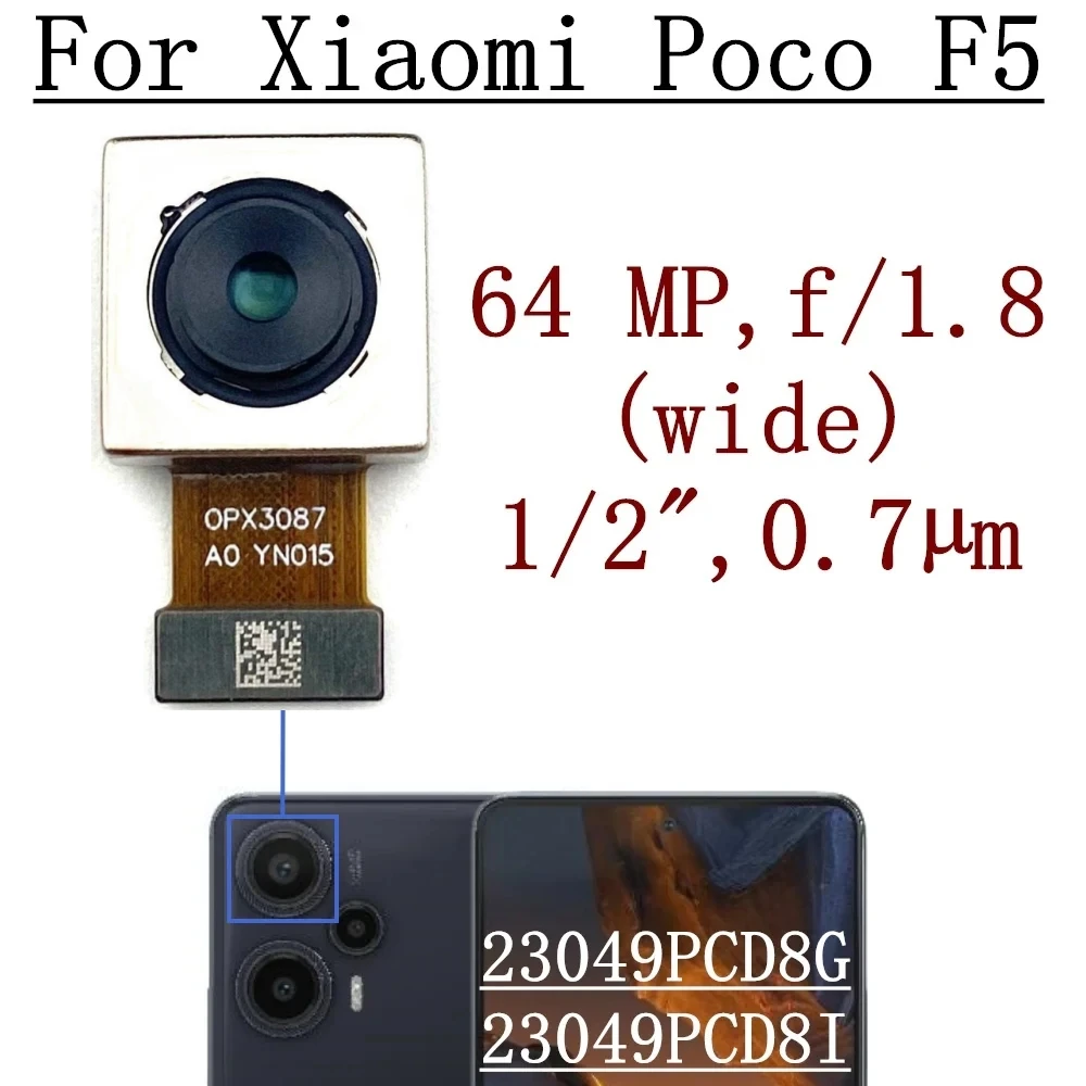 Back Facing Main Front Camera For Xiaomi Mi Poco F5 23049PCD8G, 23049PCD8I Ultrawide Macro Rear Camera Module Flex Cable