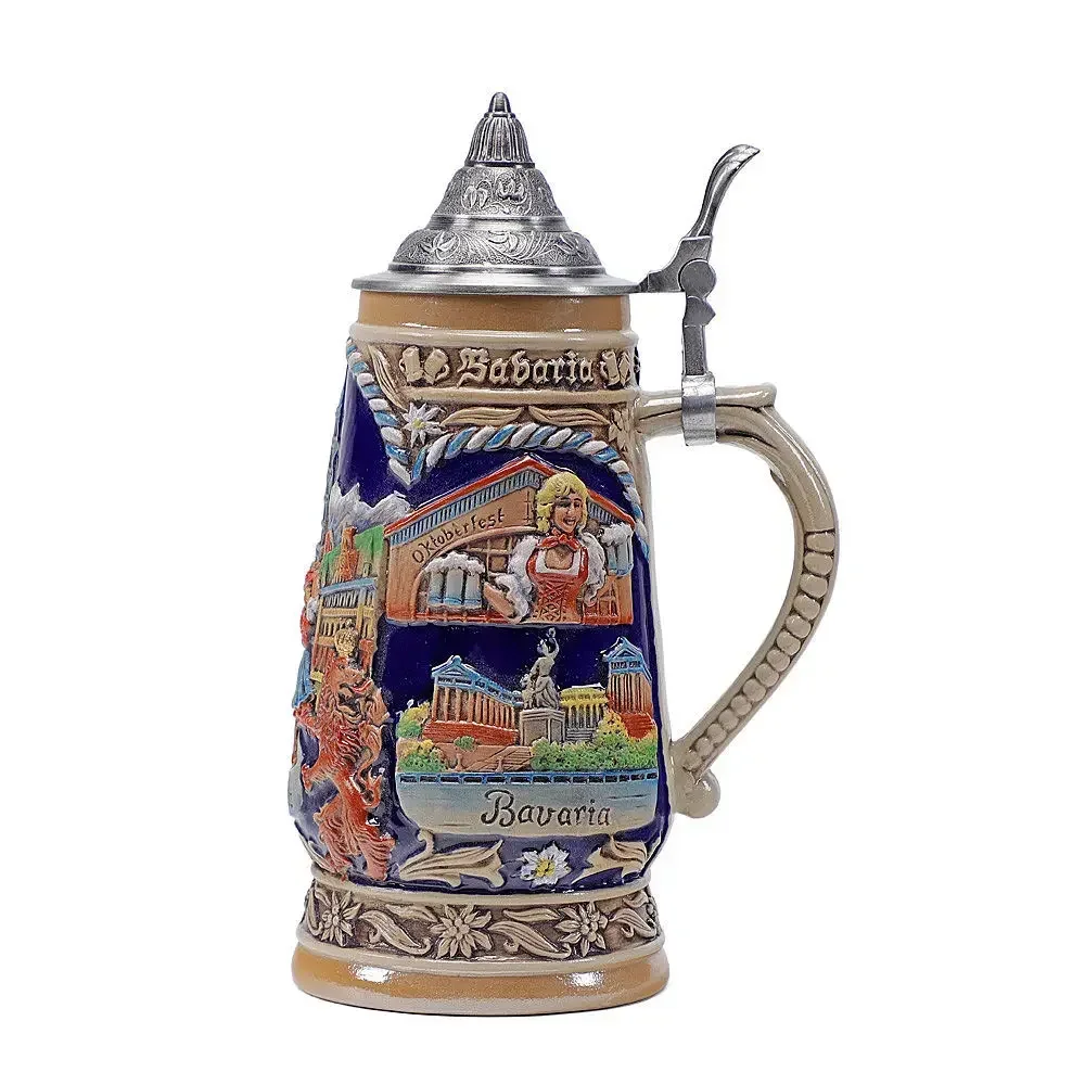 German Beer Stein Mug Large Capacity Retro Ceramic Beer Mugs Handmade Cup Germany Tankard Glass Mug 600ml Best Fathers Mens Gift - Image 3