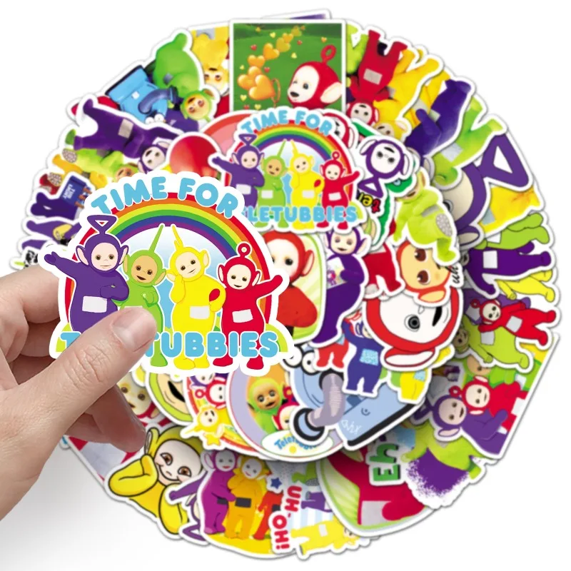 

50 шт. популярных мультяшных наклеек серии «Телепузики»: креативные, изысканные, милые принты для багажа, ноутбуков, мобильных телефонов, автомобилей