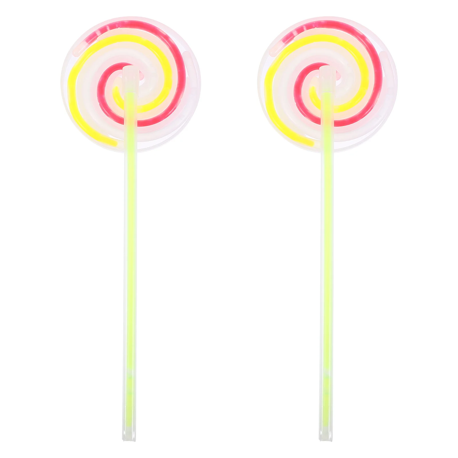 

2 Pcs Glow Stick Props Party Supplies Lollipop Decoration Sticks Favors Wands Light Plastic Child Fake