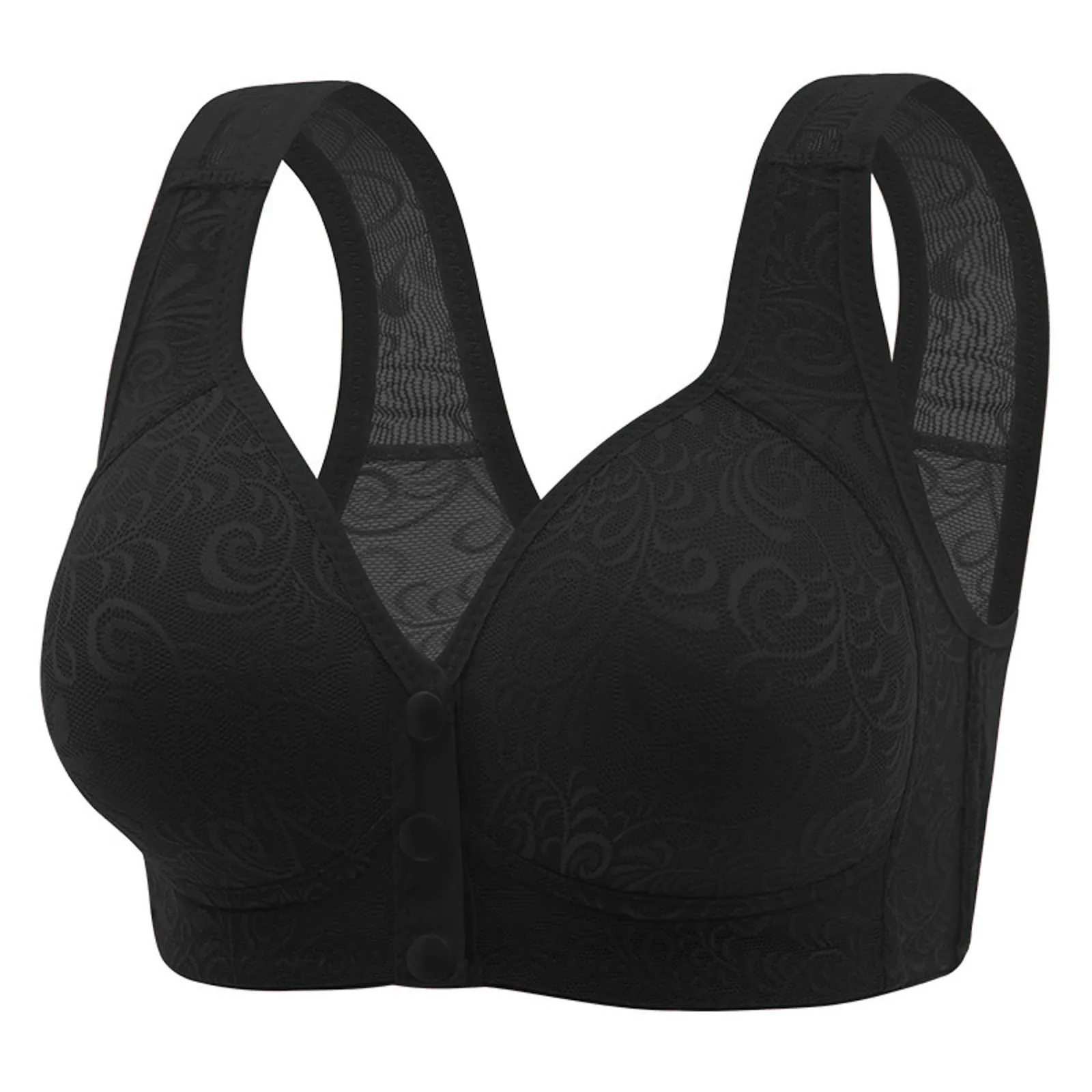 Women\'S Front Side Buckle Lace Bras Edge Without Steel Ring Movement Seamless Gathering Adjustment Section Breathable Large Bras