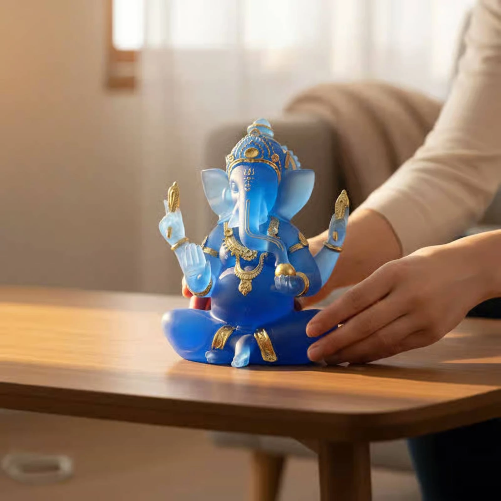 Elephant Deity Statue Statue Transparent Resin Elephant God Figurine Lord Elephant Deity Statue Idol Handmade House Decoration
