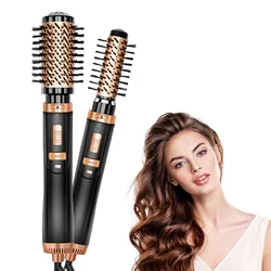 Hair Dryer Brush 2 In 1 Hot Air Spin Brush Curling Straightening Styling Auto-Rotating Ionic Round Blow Dryer Volumizer