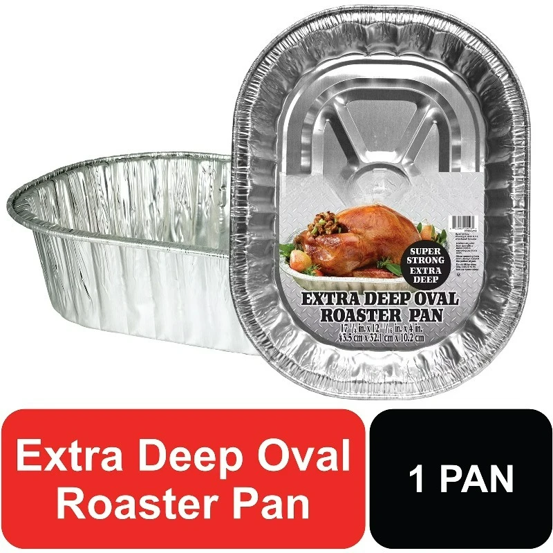 Super King Aluminum Extra Deep Oval Roaster Pan, 1 Count