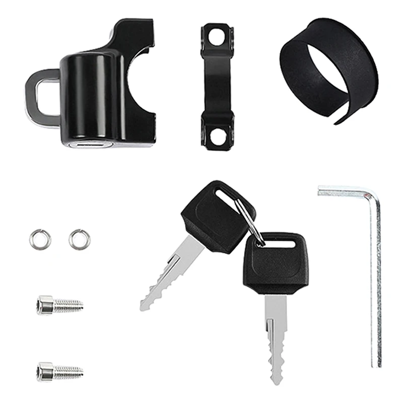 Anti-Theft Helmet Lock Safety Mini Portable Lock All-Metal with 2 Keys for 22-24mm Handlebar Bike Motorcycle Electric Scooter