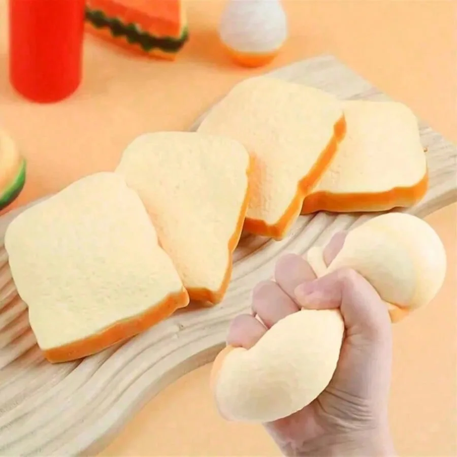 Squishy Toast Squeeze Toy Soft Fast Rebound Stress Reliever Decompression Toy for Kids Adults Home Party Favors