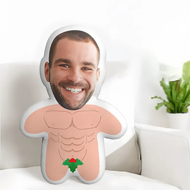 Bantal wajah berbentuk otot yang lucu, desain inovatif, bantal personalisasi dengan gambar, cetakan 3D berbentuk kepala dua sisi