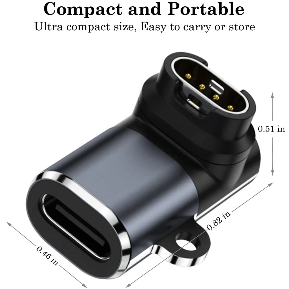 محول شاحن ساعة ذكية ، موصل أفقي 4-Pin لتحويل واجهة Micro-C iOS ، Garmin Fenix 7X 6 6S 6X