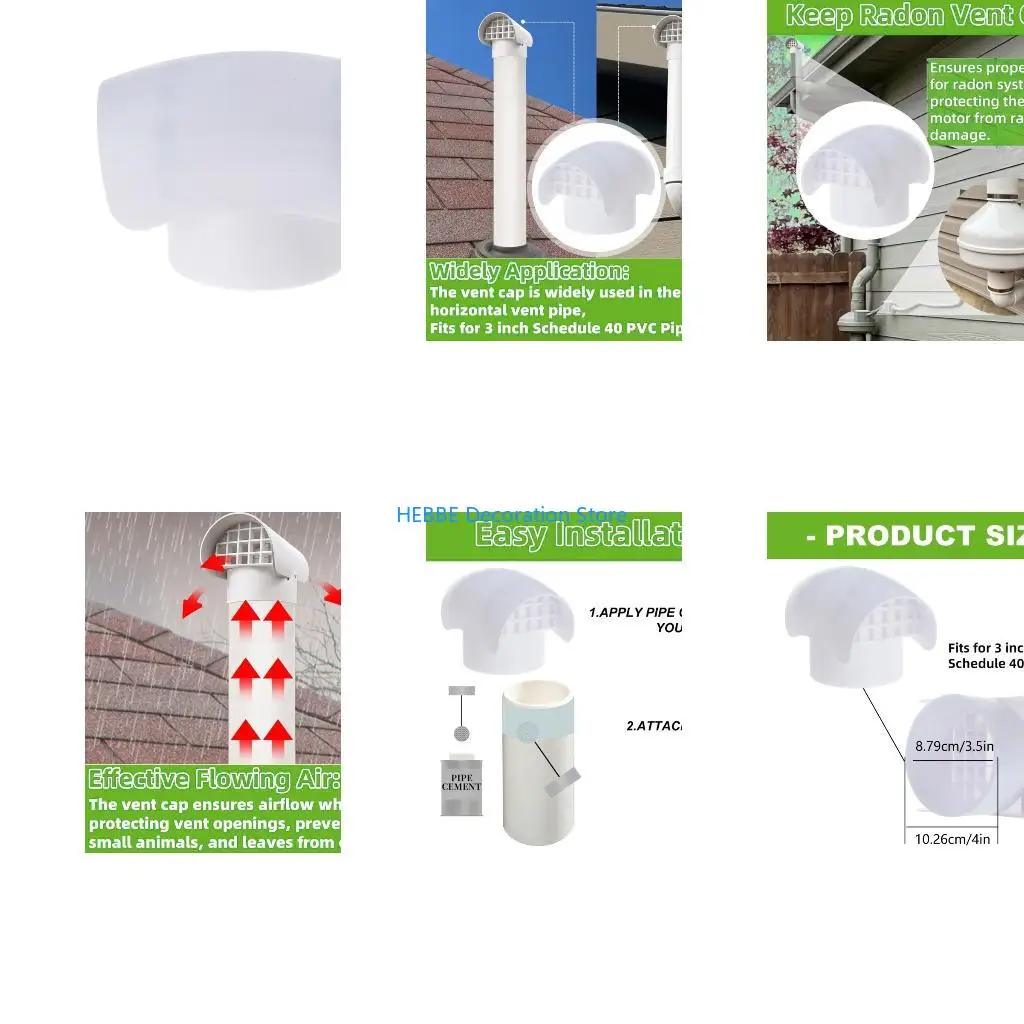 B0KC Easy Installation Exhaust Pipe Hat Protects Radon Fan Motor from Damage