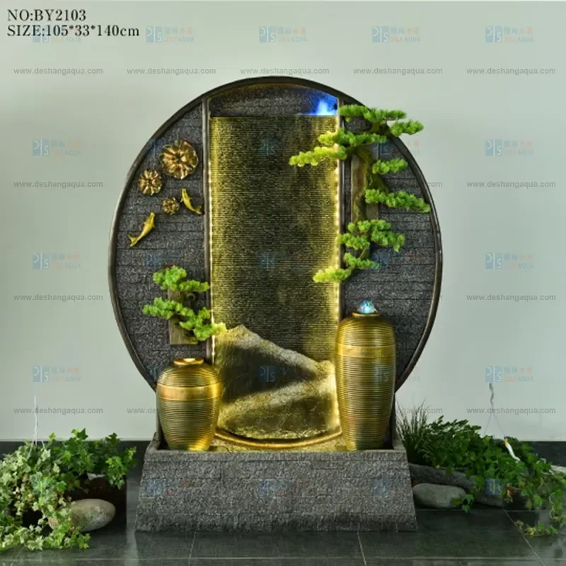 Modern Resin Wall Mounted Waterfall Fountain for Indoor Outdoor Garden Decoration Artificial Water Feature Home Decor Art