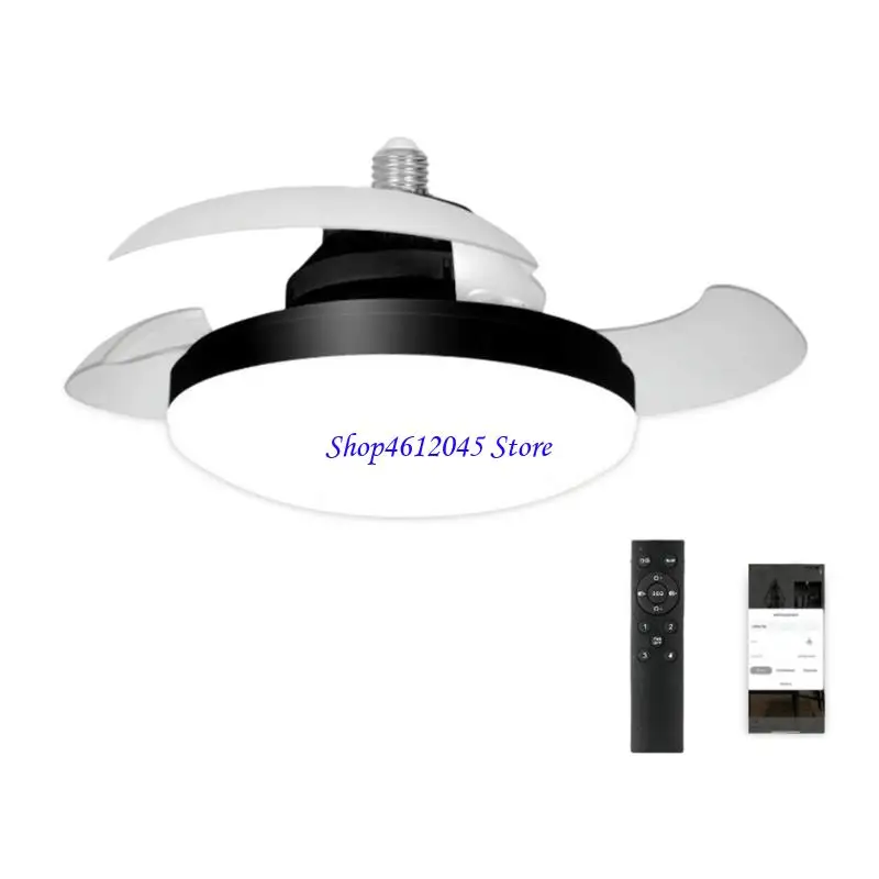

L69A Convenient Installation Ceiling Light E27 LED Bulb Fan 3 Speeds Practical 48W Fan Light ABS Texture for Warehouse