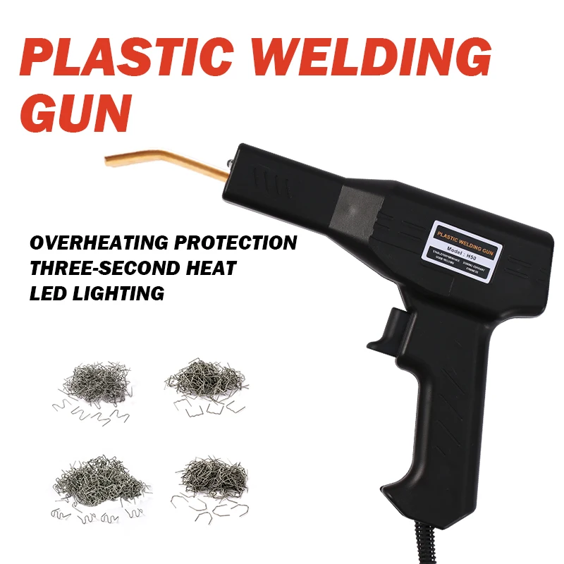 Plastic Welder Gun Car Bumper Soldering Machine with 4 Types of Staples for Bumper Kayak Plastic Product Repairs Welding Tool