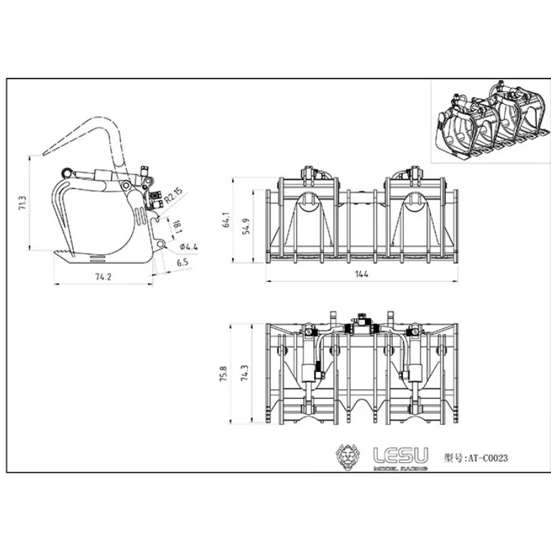 LESU Für 1/14 AOUE LT5 Hydraulischer Kompaktlader mit Metall-Hydraulikklauen-Modell Spielzeug-Aufsatz RC-Zubehör – Detail 1