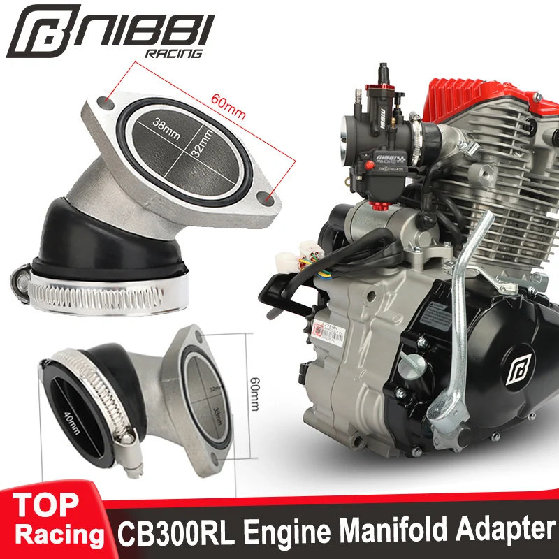 

NIBBI Motorcycle Zongshen CB300RL Engine CNC Intake Manifold Adapter PWK30/32/34mm Power Carburetor Connect Manifold for CB300