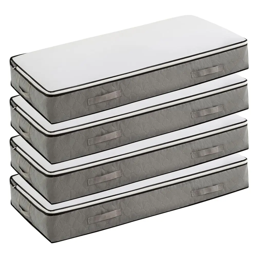 90L Under Bed Storage Containers, Foldable black Underbed Storage Bags - Closet Organizers and Storage Bins for Wrapping Pape